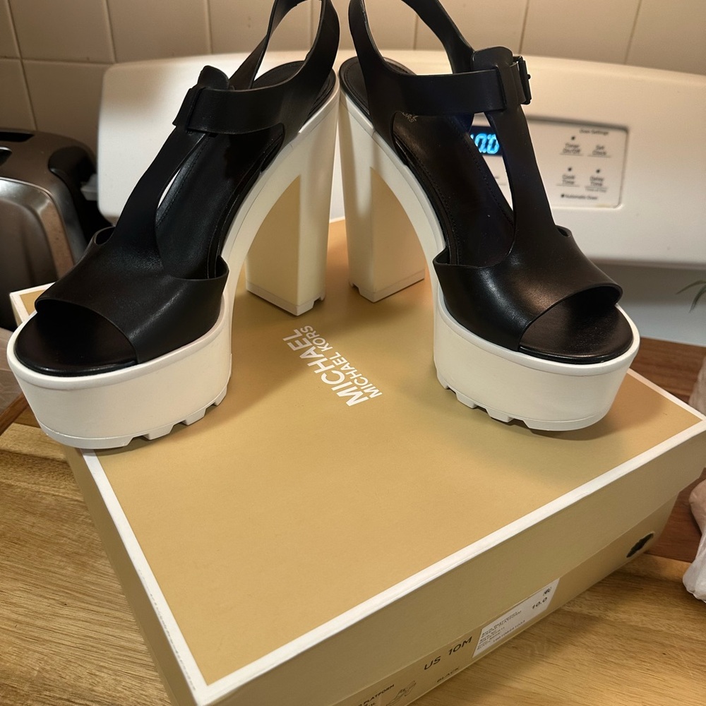 Michael Kors Black and Cream Platform Heels